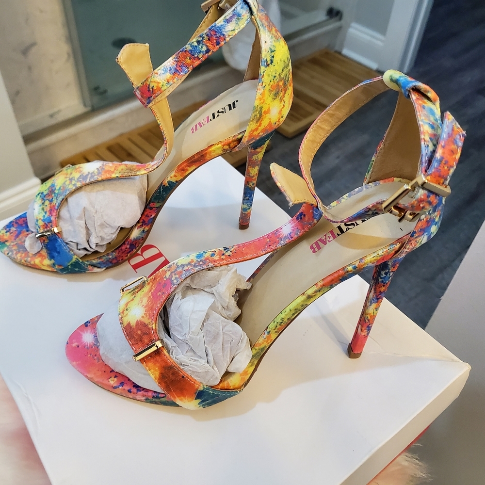 ONE Of A Kind Beautiful Colorful Flower Tie Dye Heels
